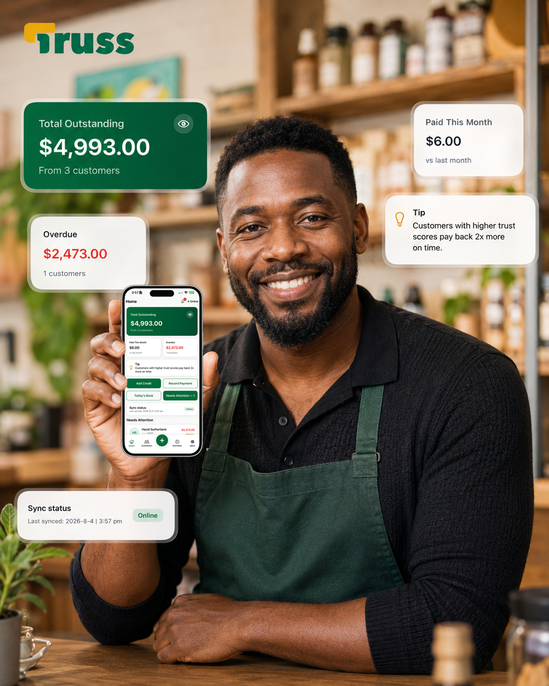 Truss customer agreements and trust score screen
